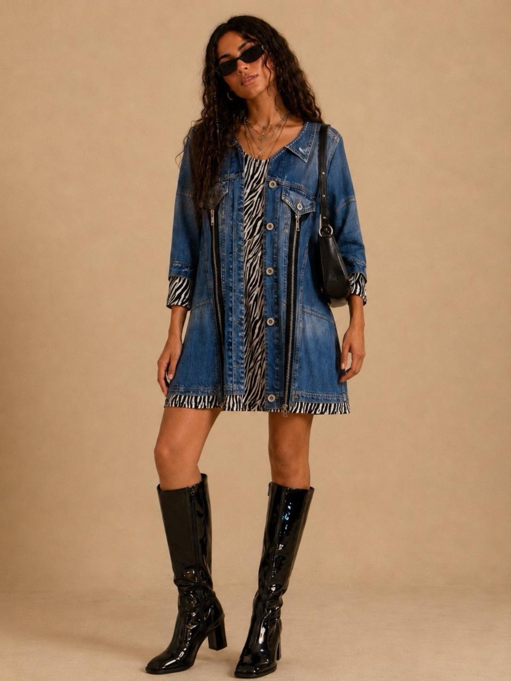 Y2K denim look tunic dress.